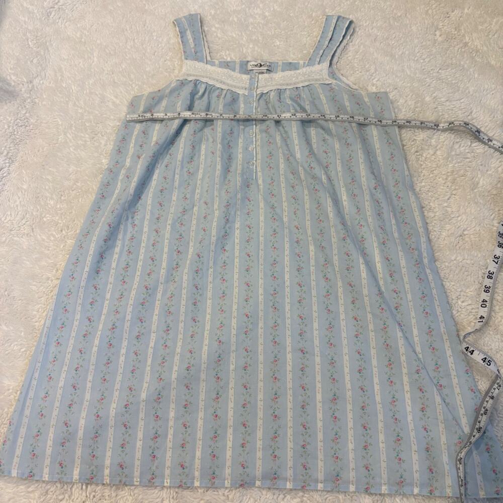Villager By Liz Claiborne Womens M Nightgown Blue Feminine Flowers Cottage Core - Picture 3 of 5